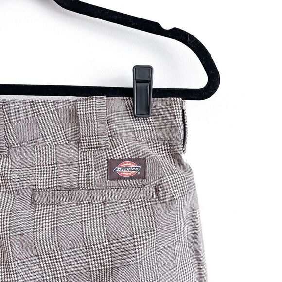 Dickies Womens Houndstooth Straight Trouser Pants Brown Size 8R - Picture 8 of 12